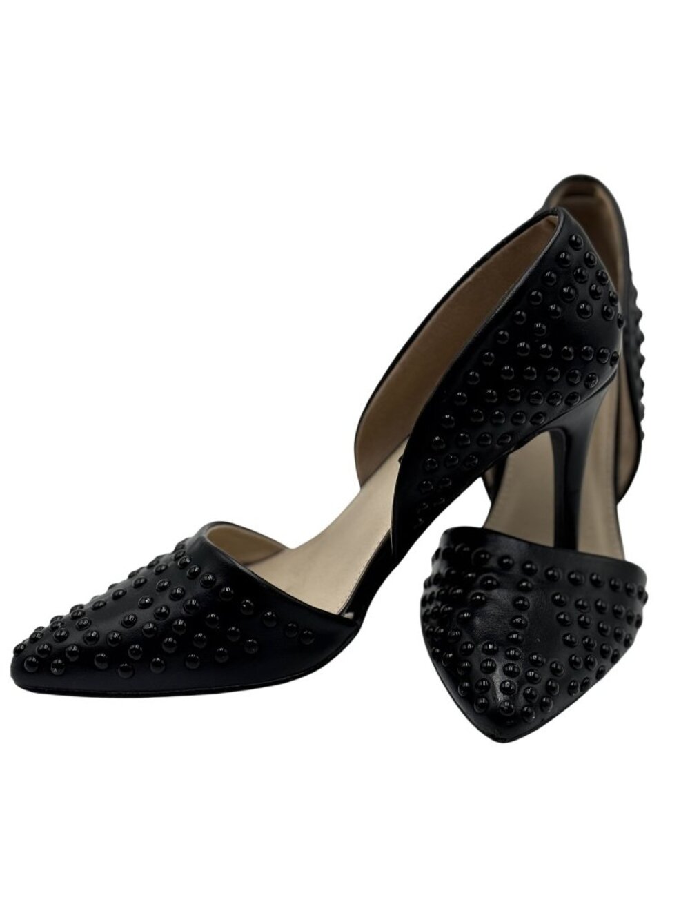 French Connection Forever Pumps Black Studded Pointy Toe Slip On Shoes Size 8.5